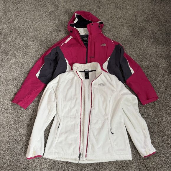 The North Face Hyvent 3in1 Winter Hooded Jacket TC3P + TM3P Pink White Large - Picture 4 of 16